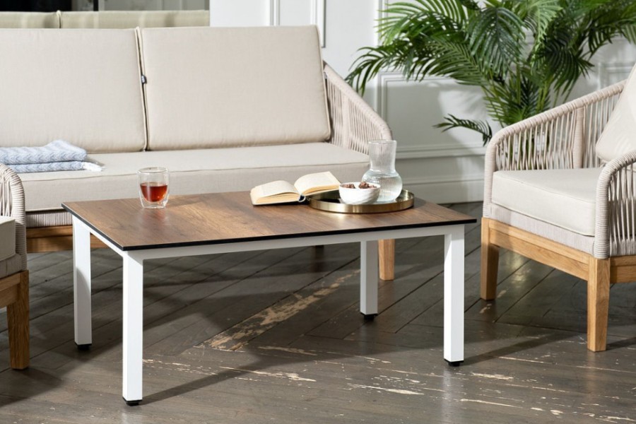 Лаунж-зона 4-местная Канны из дуба со столиком, бежевая 4sis