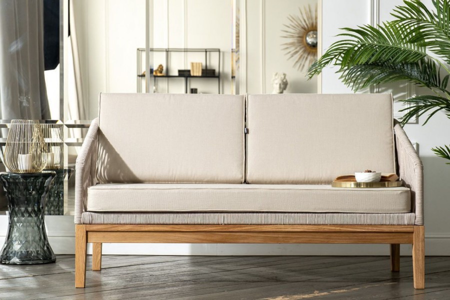 Лаунж-зона 4-местная Канны из дуба со столиком, бежевая 4sis