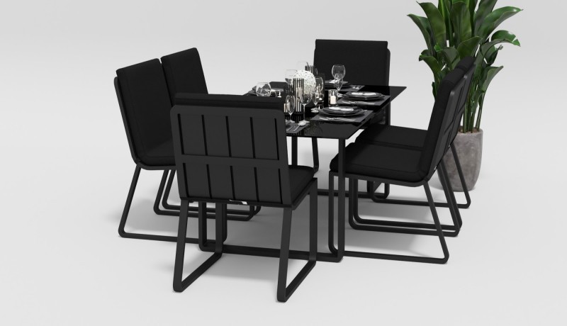 Обеденная группа Voglie-2 серо-черная Gardenini