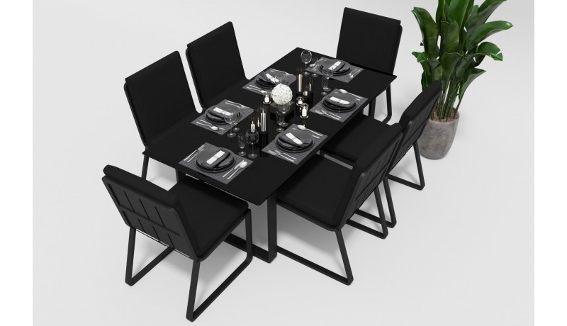 Обеденная группа Voglie-2 серо-черная Gardenini