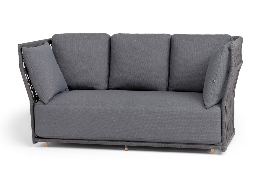 Диван 3-местный плетеный из роупа Лугано, темно-серый 4sis