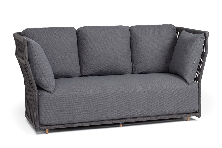 Диван 3-местный плетеный из роупа Лугано, темно-серый 4sis