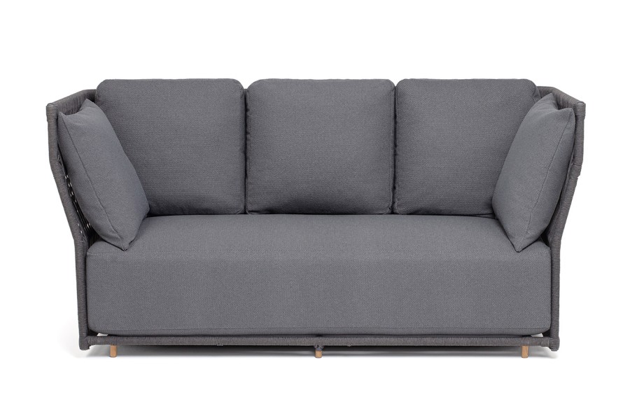 Диван 3-местный плетеный из роупа Лугано, темно-серый 4sis