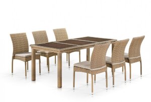 Комплект плетеной мебели T365/Y380B-W65 Light 6+1 Brown Афина