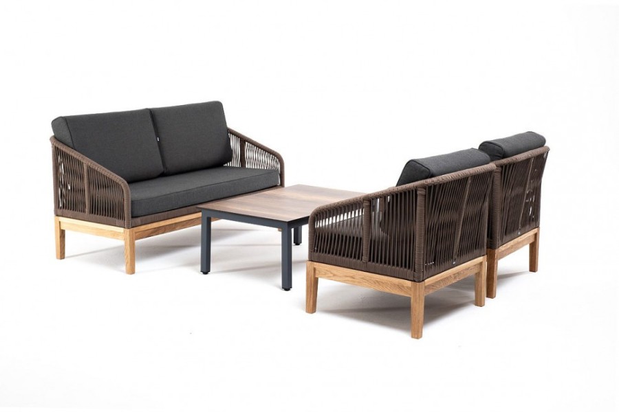 Лаунж-зона 4-местная Канны из дуба со столиком, коричневая 4sis