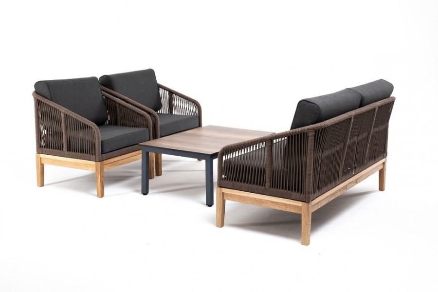 Лаунж-зона 4-местная Канны из дуба со столиком, коричневая 4sis