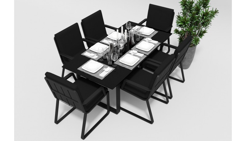 Обеденная группа Voglie 180 серо-черная Gardenini