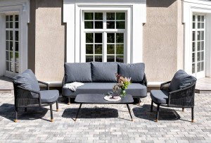 Лаунж-зона Верона 5-местная из роупа темно-серая 4sis