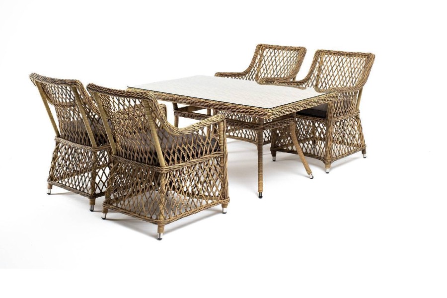 Обеденная группа Латте–140 L, соломенный 4sis