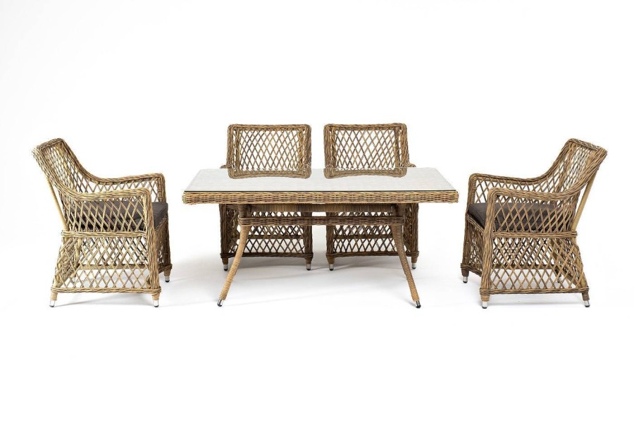 Обеденная группа Латте–140 L, соломенный 4sis