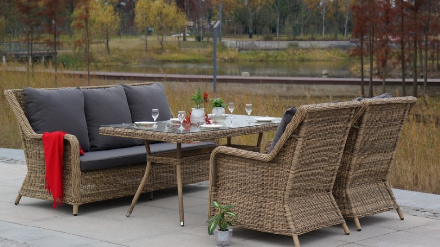 Обеденный стол из искусственного ротанга Латте Brown 200х90см 4sis