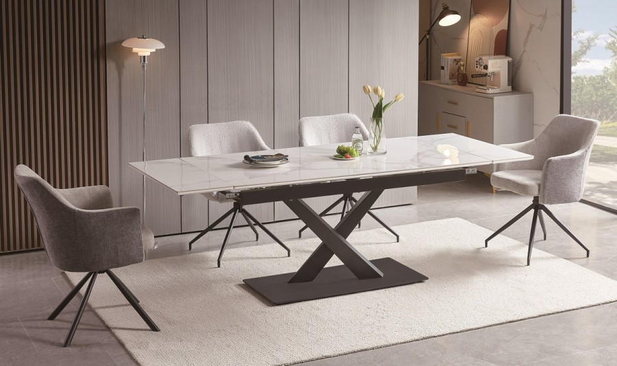 Стол Юпитер раздвижной обеденный, керамика, белый глянец 4sis