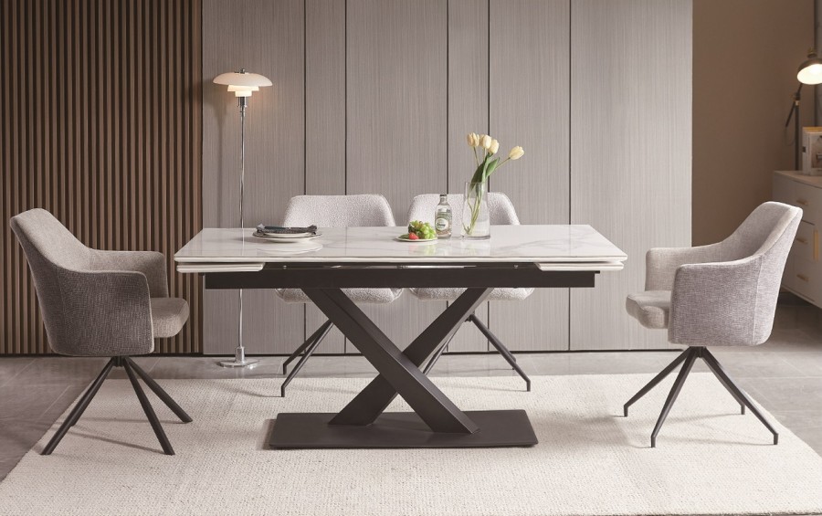 Стол Юпитер раздвижной обеденный, керамика, белый глянец 4sis