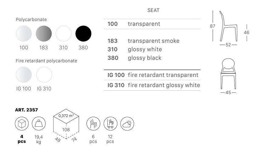 Стул прозрачный серый Igloo Scab Design 