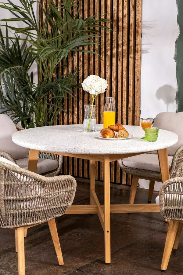 Стол обеденный из тика TALARA круглый 120 см Joygarden