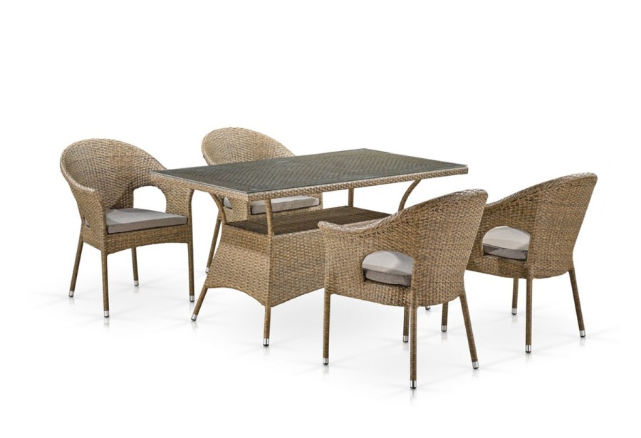 Обеденный комплект плетеной мебели T198B/Y79B-W56 Light Brown Афина