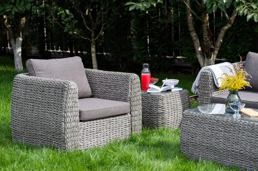 Журнальный столик Кальяри из искусственного ротанга гиацинт grey 4sis