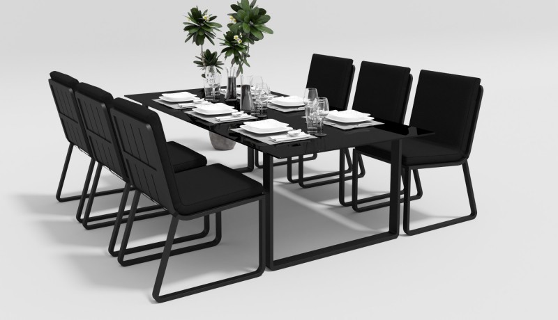 Обеденная группа Voglie-2 220 серо-черная Gardenini