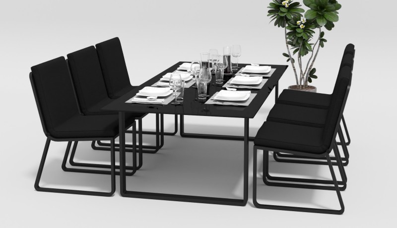 Обеденная группа Voglie-2 220 серо-черная Gardenini