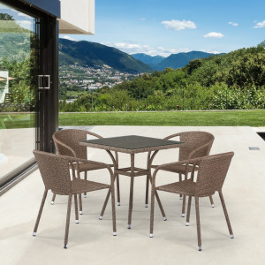 Комплект мебели из искусственного ротанга T282BNT/Y137C-W56 Light Brown 4Pcs Афина