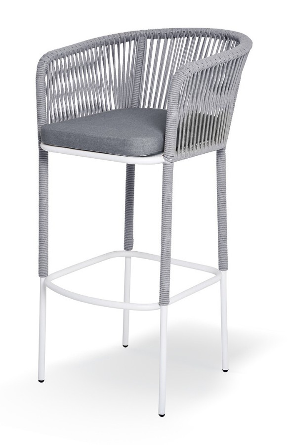 Cтул барный плетеный из роупа Марсель, светло-серый 4sis