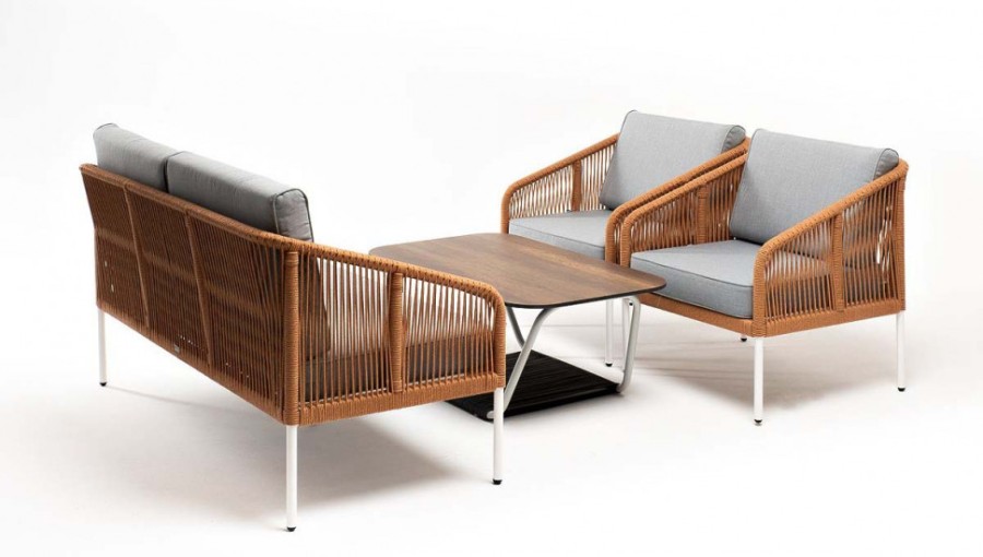 Лаунж-зона 4-местная Канны из роупа со столом Глория оранжевая 4sis