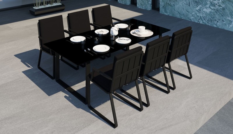 Обеденная группа Voglie 220 серо-черная Gardenini