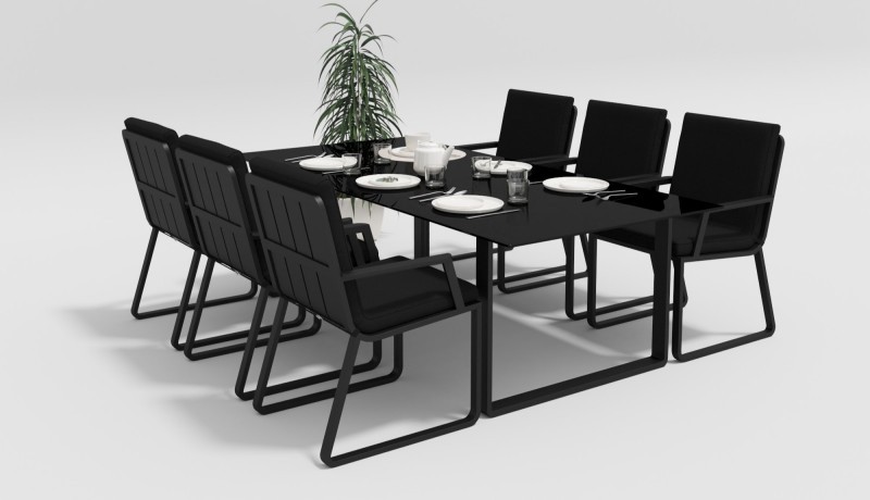 Обеденная группа Voglie 220 серо-черная Gardenini