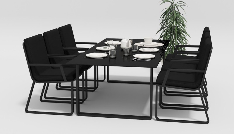 Обеденная группа Voglie 220 серо-черная Gardenini