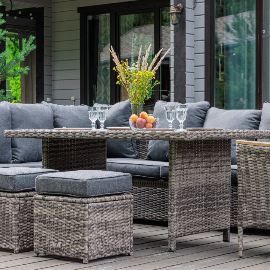 Угловой комплект из искусственного ротанга ZORRO WOOD серый Royal Family