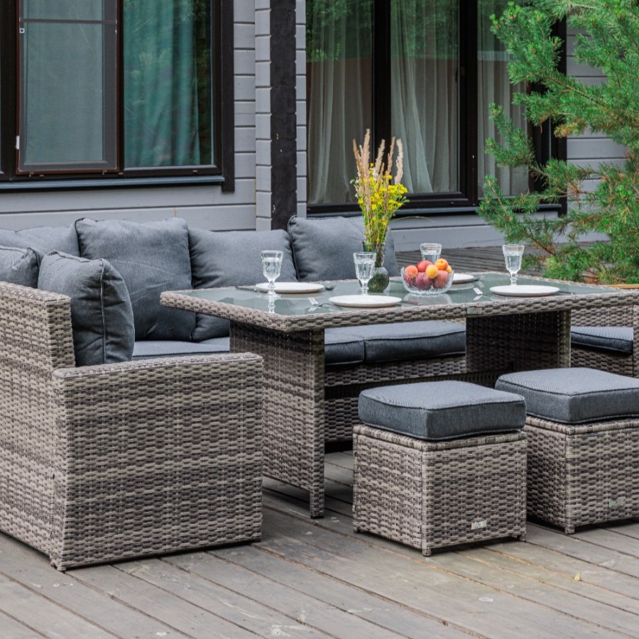 Угловой комплект из искусственного ротанга ZORRO WOOD серый Royal Family