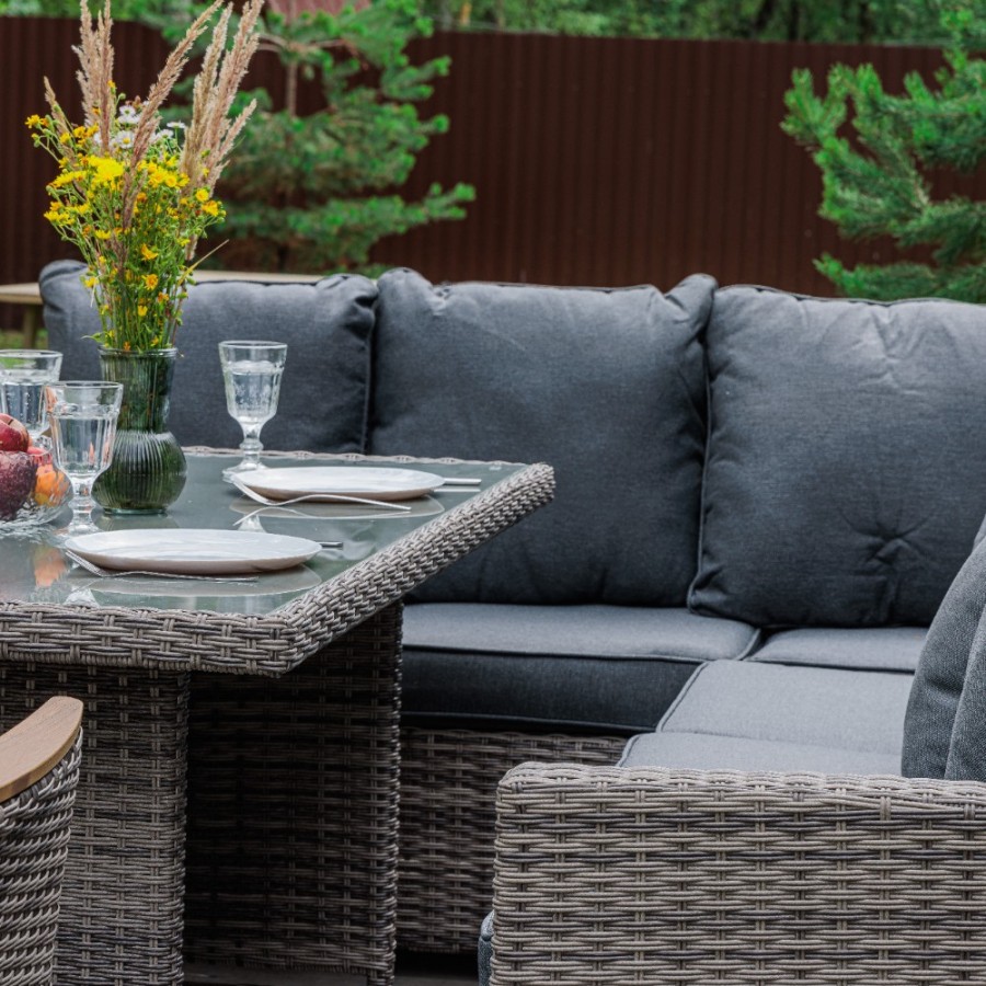 Угловой комплект из искусственного ротанга ZORRO WOOD серый Royal Family