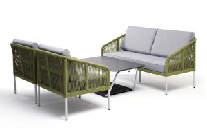 Лаунж-зона 4-местная Канны из роупа со столом Глория салатовая 4sis Лаунж-зона 4-местная Канны из роупа со столом Глория салатовая 4sis