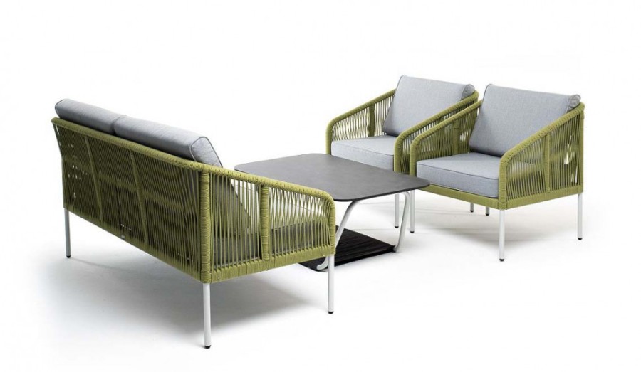 Лаунж-зона 4-местная Канны из роупа со столом Глория салатовая 4sis