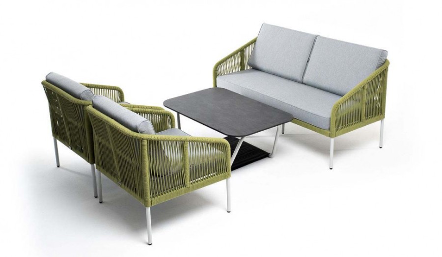 Лаунж-зона 4-местная Канны из роупа со столом Глория салатовая 4sis