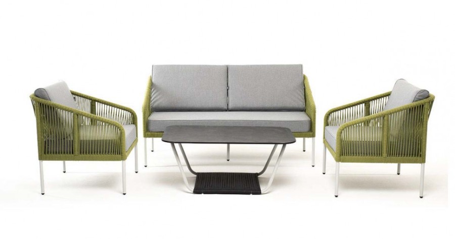 Лаунж-зона 4-местная Канны из роупа со столом Глория салатовая 4sis