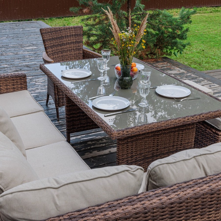 Угловой комплект из искусственного ротанга ZORRO WOOD коричневый Royal Family