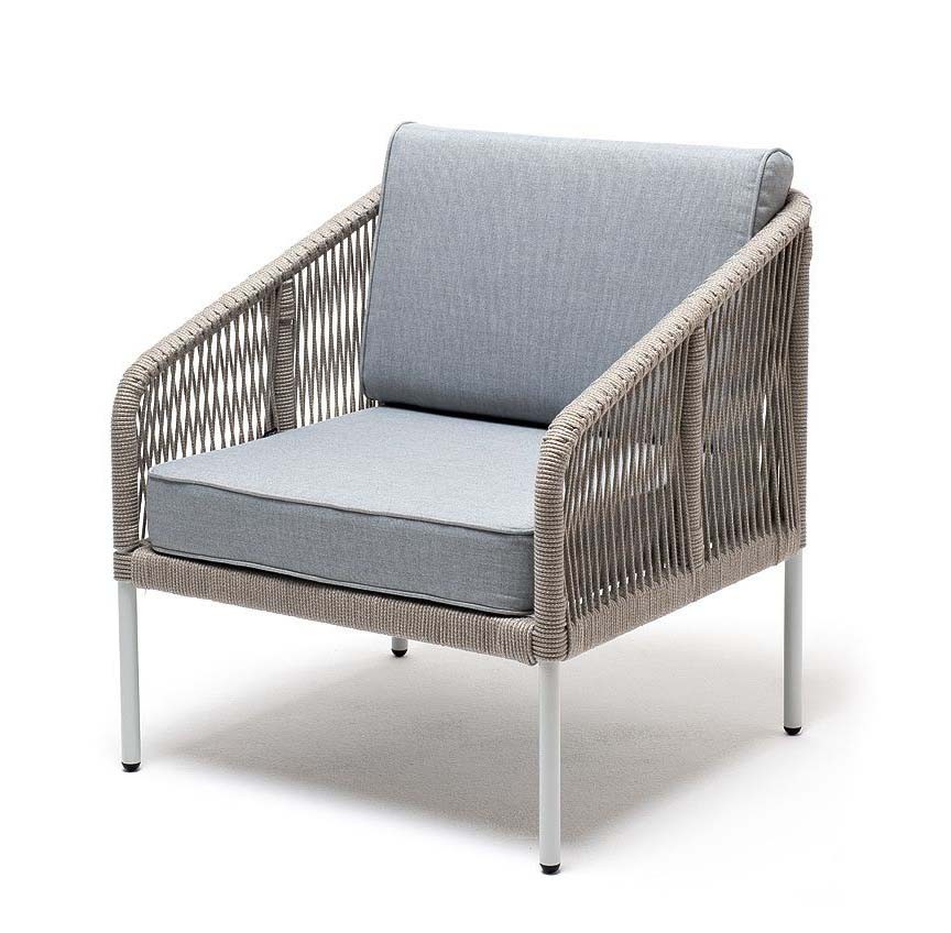 Лаунж-зона 4-местная Канны из роупа со столом Глория светло-серая 4sis