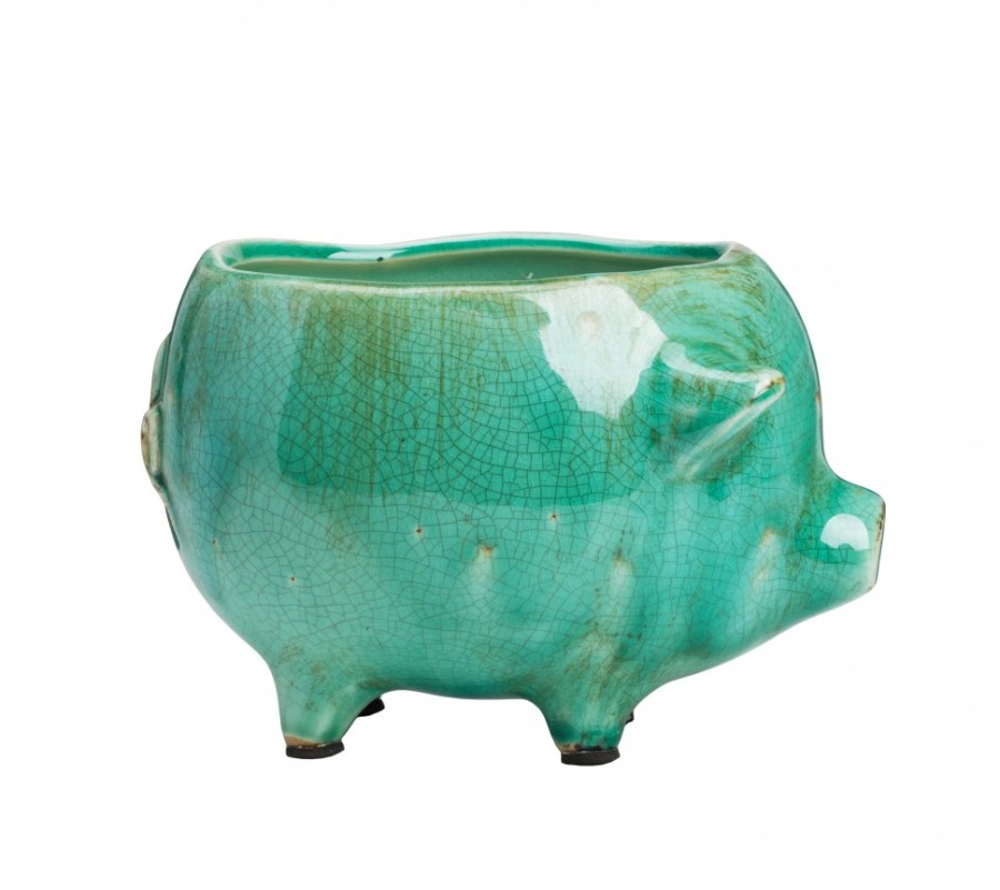 Цветочный горшок Pig Planter голубой