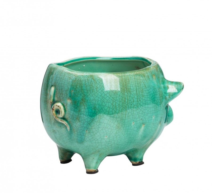 Цветочный горшок Pig Planter голубой