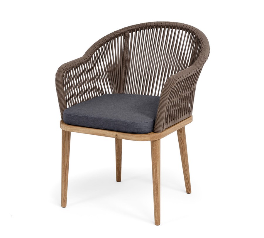 Стул плетеный из роупа Лион, серо-коричневый 4sis