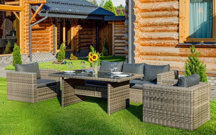 Комплект мебели Karl с обеденным столом серый Royal Family