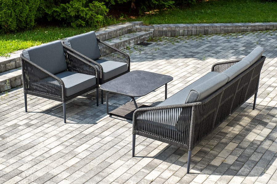 Лаунж-зона 5-местная из роупа Канны светло-серая 4sis