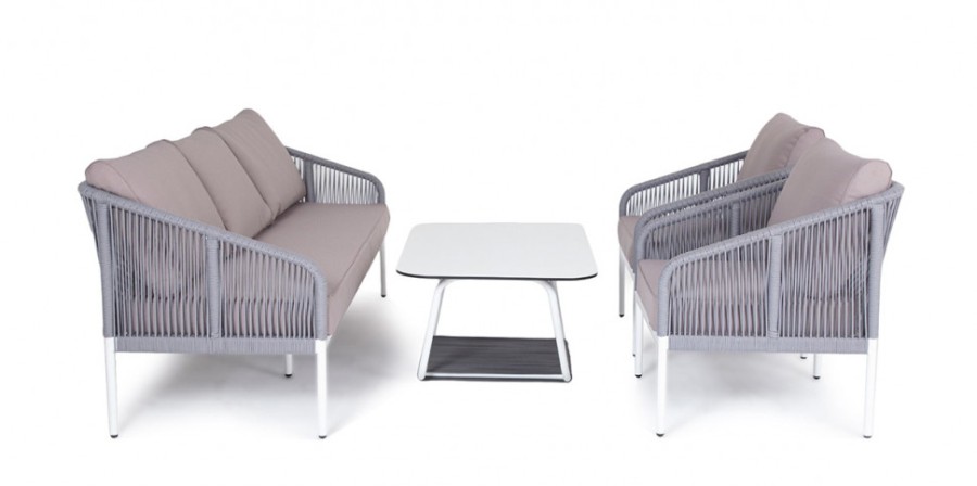 Лаунж-зона 5-местная из роупа Канны светло-серая 4sis