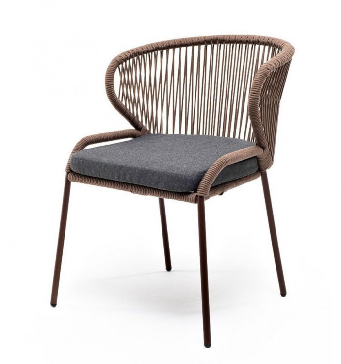 Плетеный стул из роупа Милан серо-коричневый 4sis