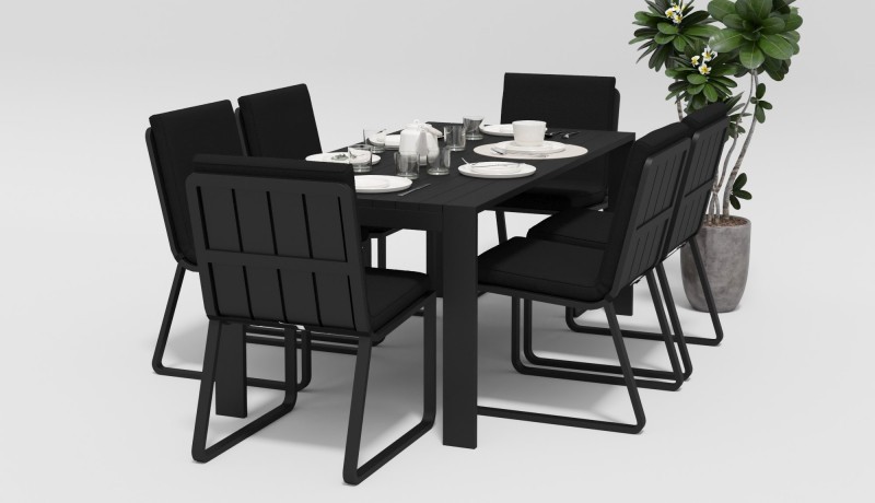 Обеденная группа Malia 180 черная Gardenini