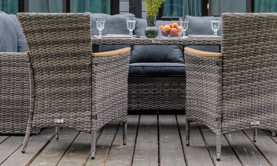 Угловой комплект из искусственного ротанга ZORRO WOOD DOUBLE серый Royal Family