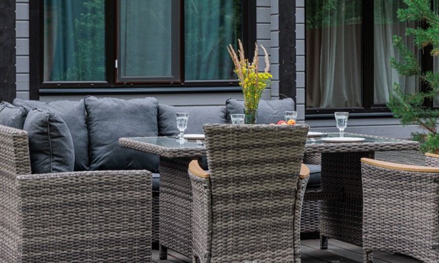 Угловой комплект из искусственного ротанга ZORRO WOOD DOUBLE серый Royal Family