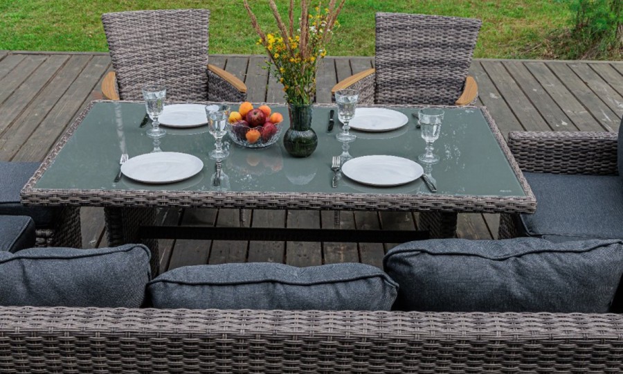 Угловой комплект из искусственного ротанга ZORRO WOOD DOUBLE серый Royal Family