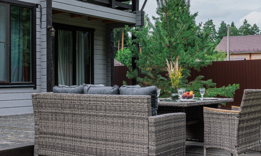 Угловой комплект из искусственного ротанга ZORRO WOOD DOUBLE серый Royal Family